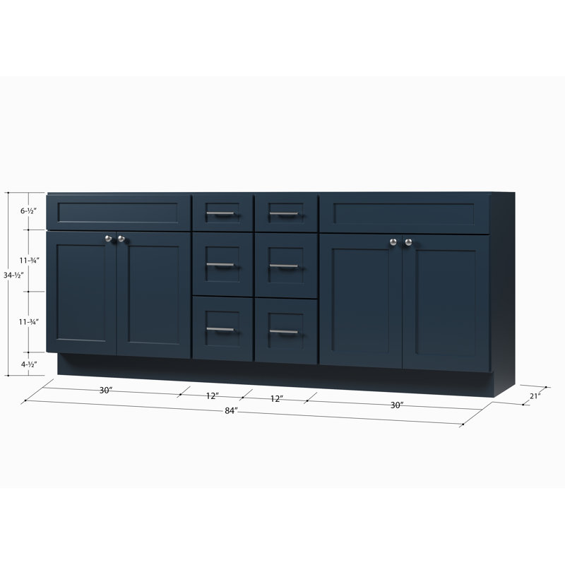 Disar 84" Double Bathroom Vanity Base Only, Blue