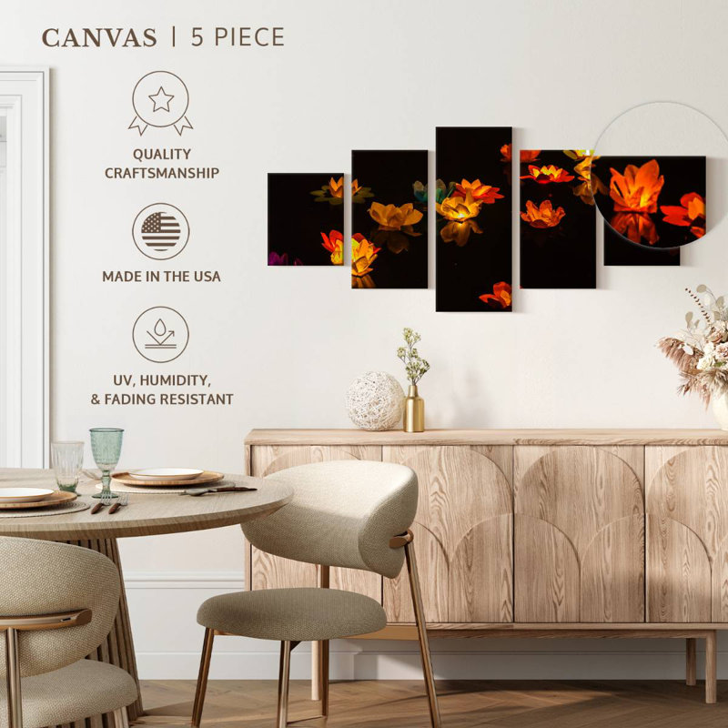 Lotus Lanterns, 36" H x 80" W