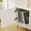 Meuble télé haute brillance de 71 po avec station de charge et haut-parleur Mercer41, centre de divertissement moderne à panneau cannelé avec porte coulissante-731551729
