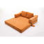 Lit escamotable en chenille de style rétro, de couleur orange - coussin amovible et moelleux pour la détente, base pliable du lit du salon, revêtement en teinture