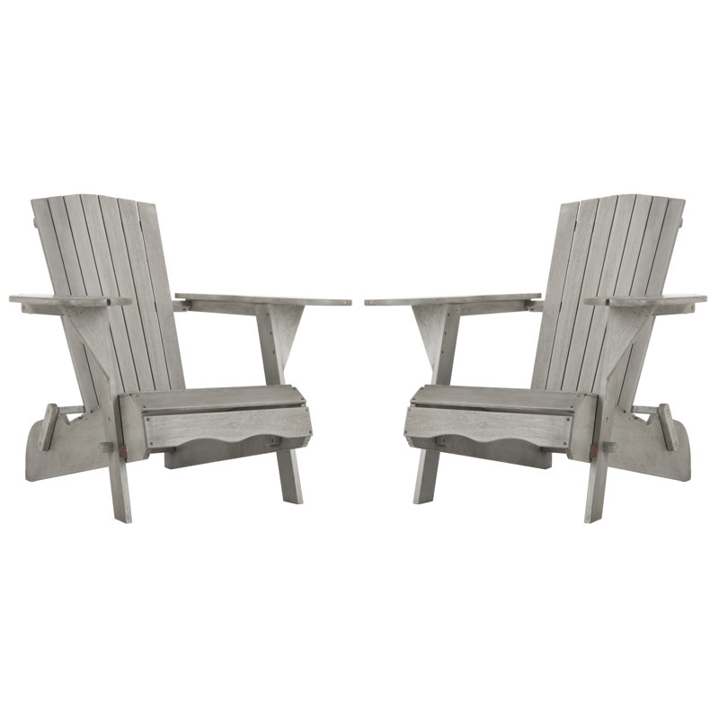 Chaise Adirondack en bois massif Boonville, Gris délavé