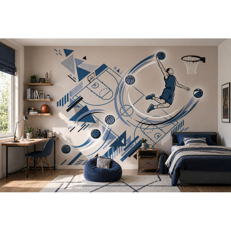 Murale Basketball, Peler et coller, 200 po x 120 po
