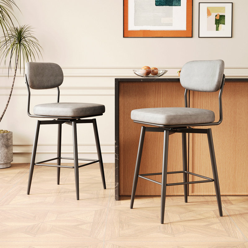 Ensemble de 2 tabourets de bar rotatifs à 360 ° avec tabourets de bar et coussins en cuir