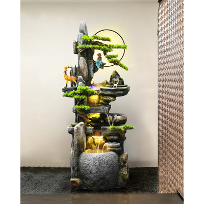Chinese-Style Resin Art Flowing Water Ornament