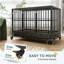 Cage à chien en cage robuste 48 po Pawhut avec roues verrouillables