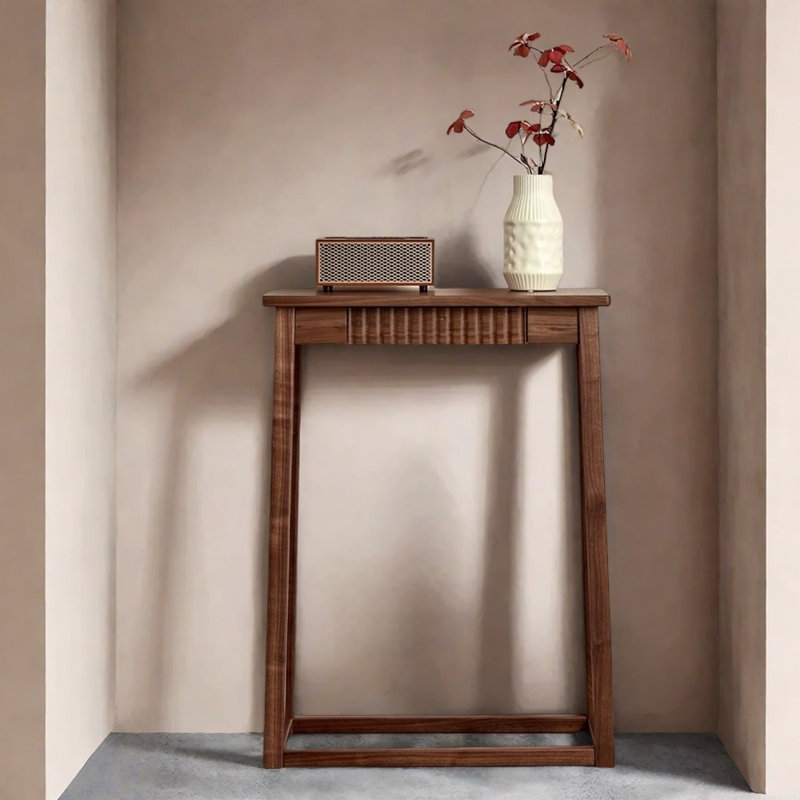 Modern Chinese Style Solid Old Elm Entryway Table, 33.5" H x 26.8" W x 11" D