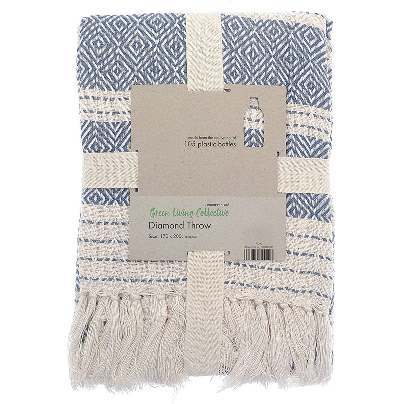 Recycled Diamond Throw Blanket, W200 x L240cm, Stone