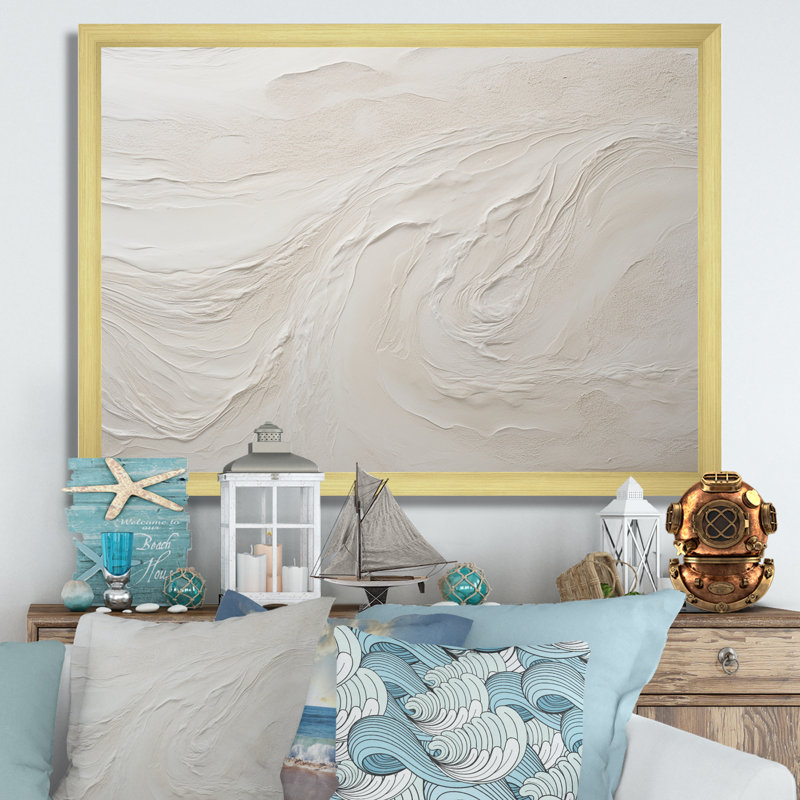 «Modern Beach Beige Sand Charm I», impression sur toile de bord de mer, impression sur toile, Impression encadrée, Doré