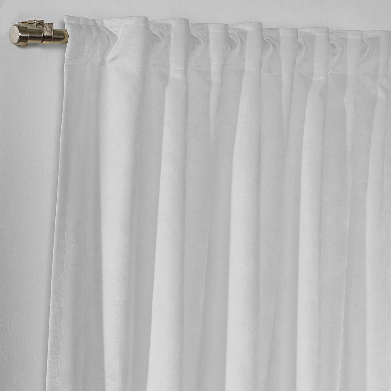Panneau de rideau simple en duvet synthétique en lin et velours, L 52 po x L 63 po, Bleu