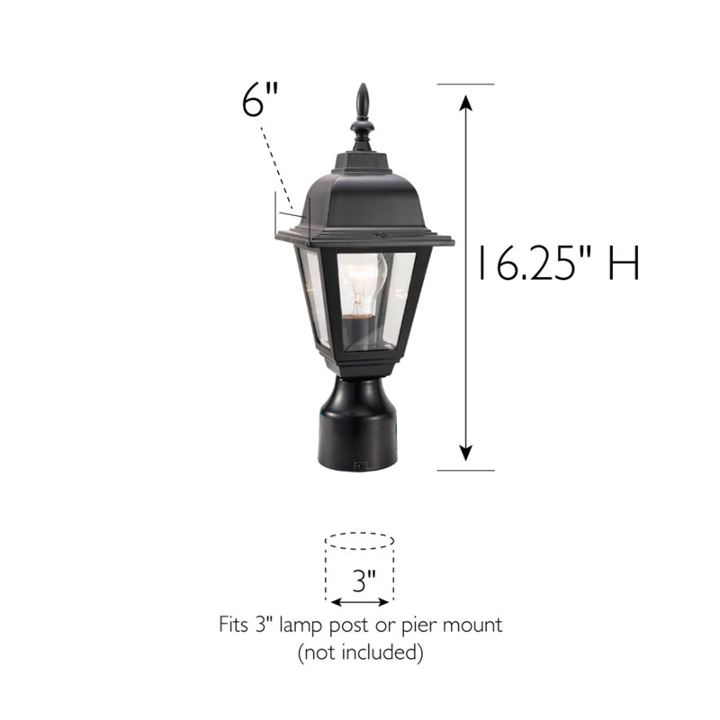 Maple Street Black Outdoor Post Light with Clear Glass