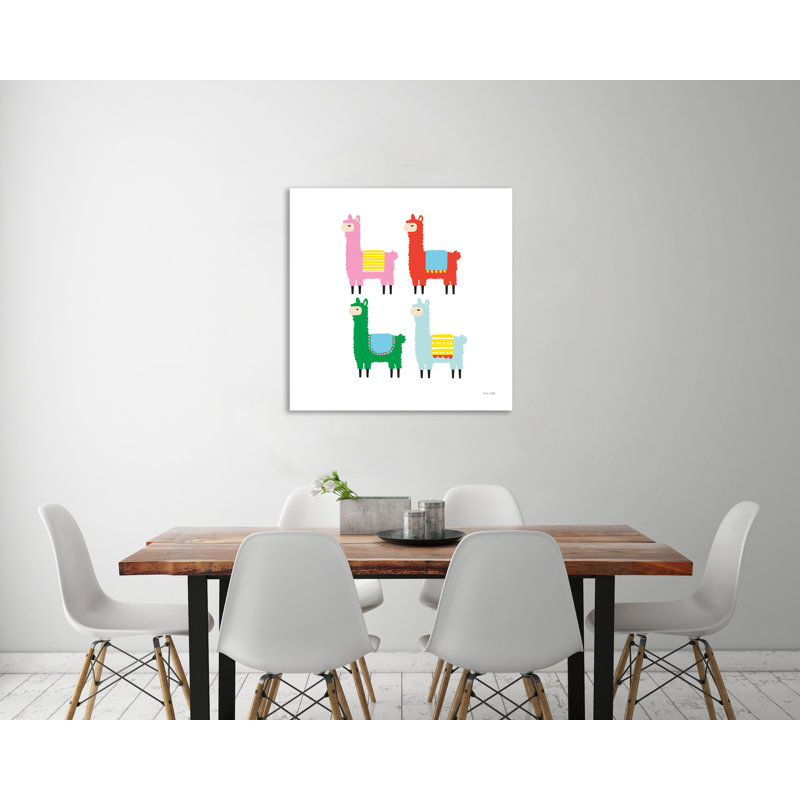 «The Llamas», toile tendue par Ann Kelle, H 30 po x l 30 po x P 1,5 po