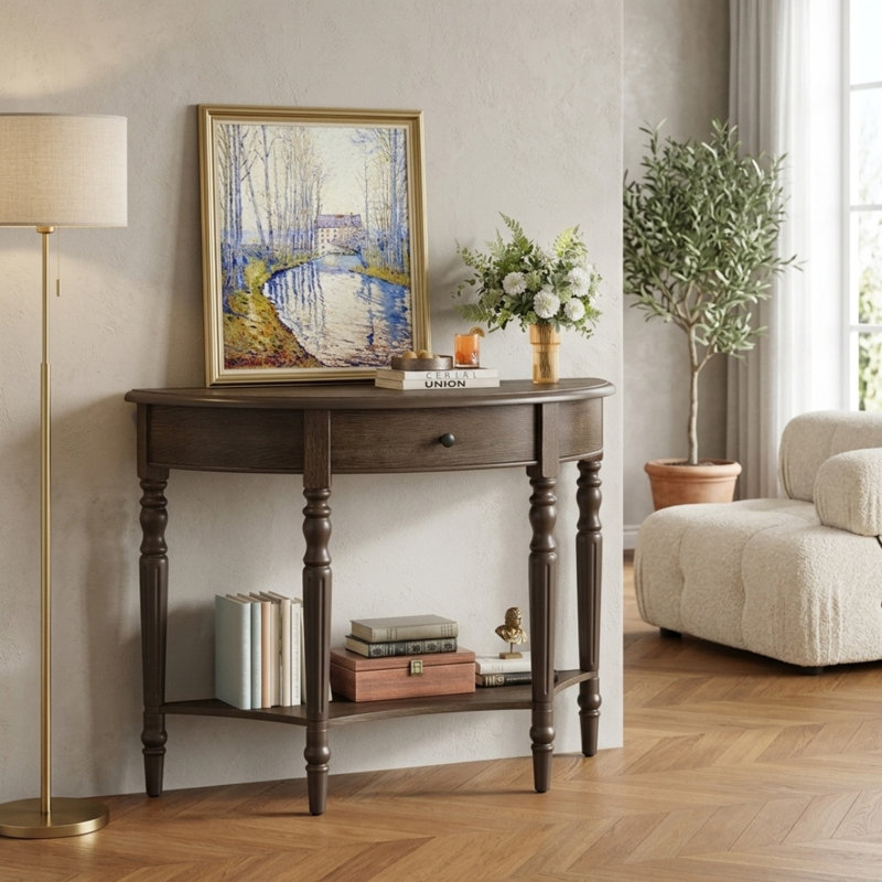 39 " W Solid Wood Top Console Table
