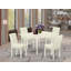 5 Piece Dining Room Furniture Set Includes a Rectangle Dining Table with Dropleaf and 4 Light Beige Linen Fabric Upholstered Chairs, 36x54 Inch, Linen White-1370754040-1370754047-1370754046