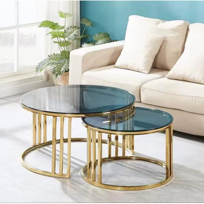 Luna Chrome Nesting Coffee Table Set