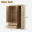 Garde-robe de rangement à 3 portes avec 2 tiroirs et 2 tringles de suspension-130197124