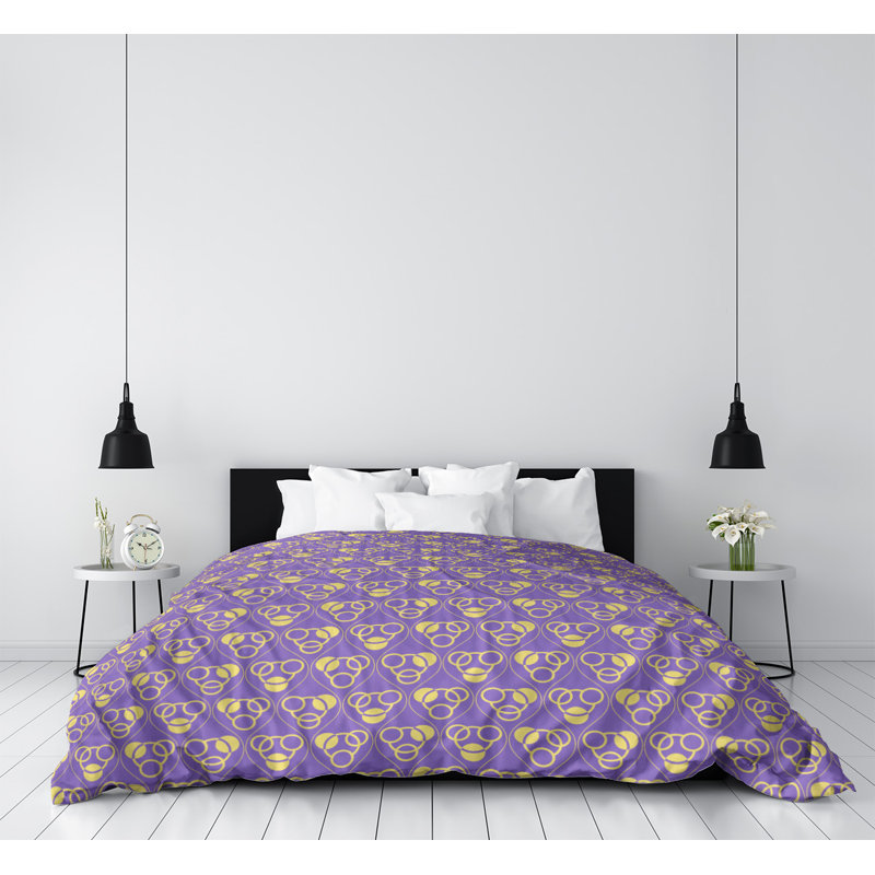Housse de couette simple Circles Waves, Housse de couette simple TG, Mauve/jaune, Polyester brossé