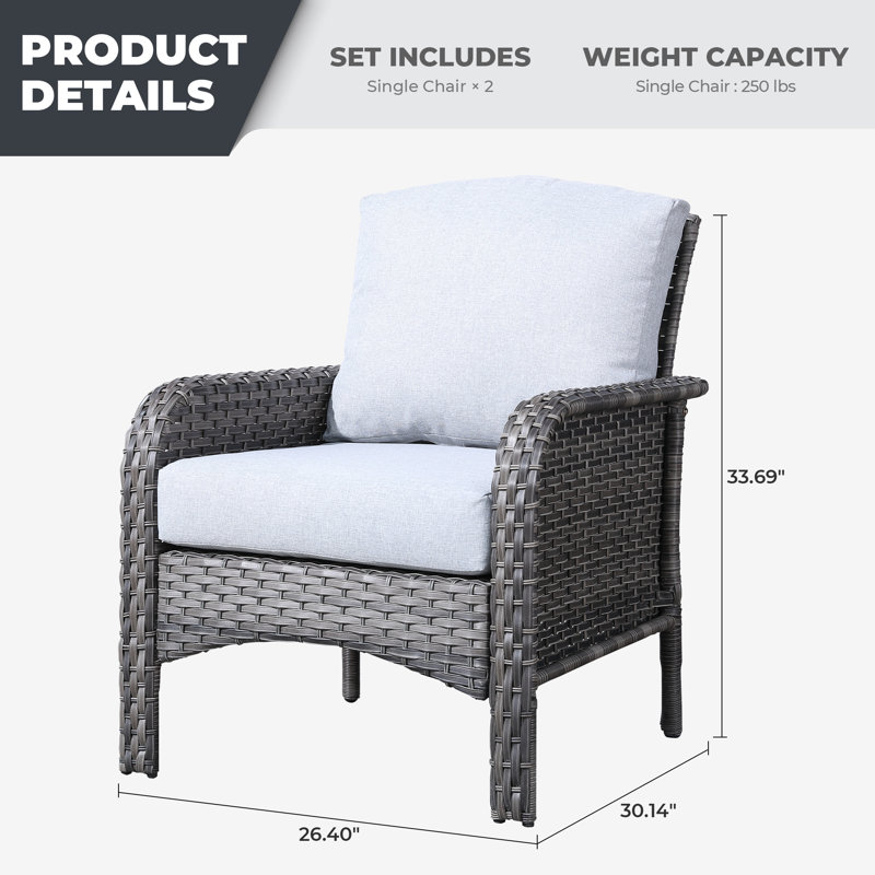 Chaise de patio avec coussins Gretna, Gris, gris