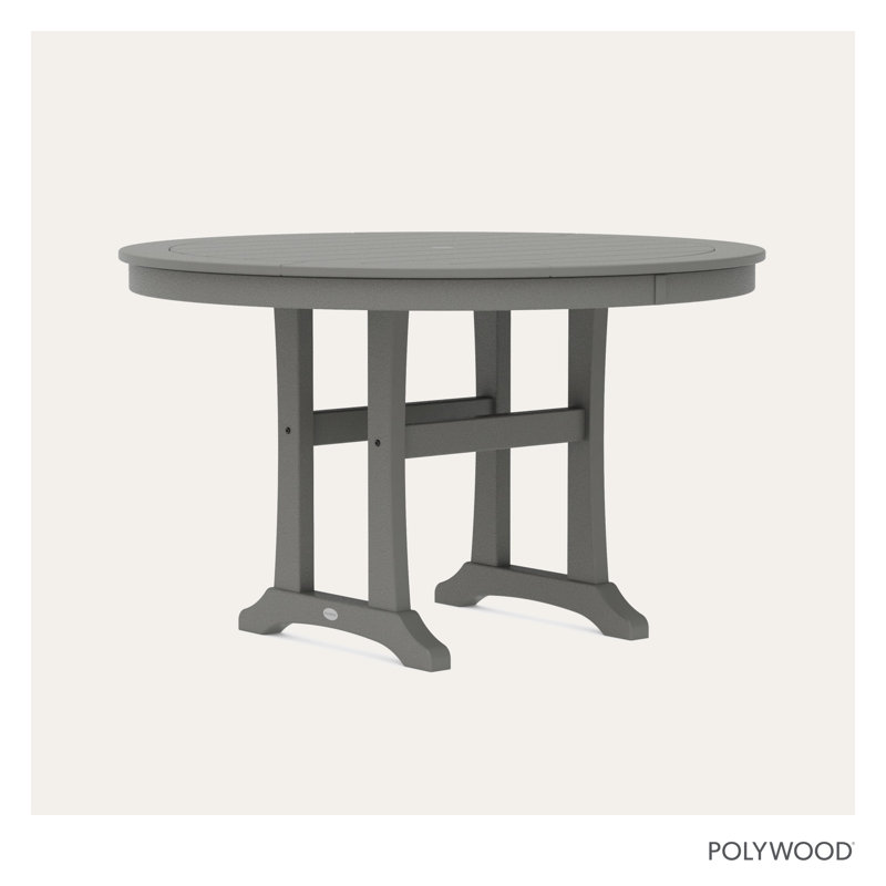 Nautical Trestle 48" Round Dining Table, Slate Gray