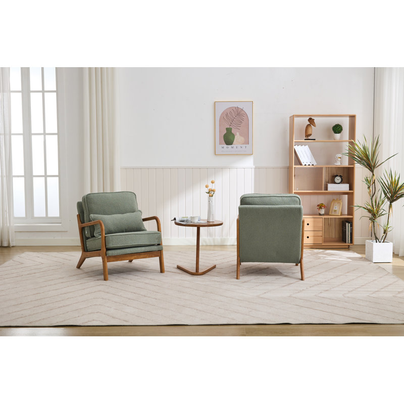 Holdyn Upholstered Armchair, Light Green Polyester