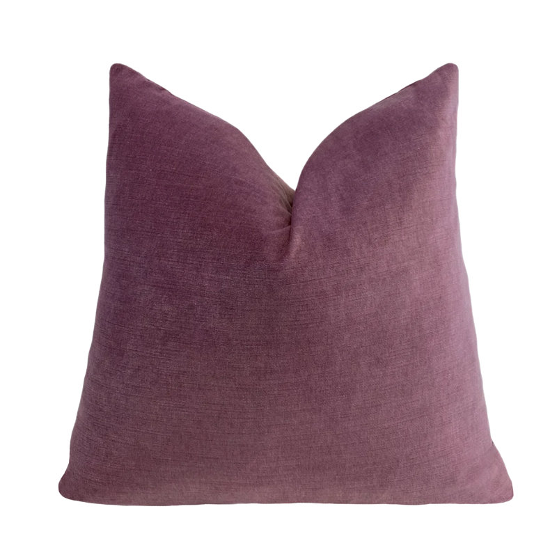 Housse de coussin en velours uni, Mauve, H 20 po x l 20 po