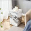 Table basse en MDF à texture de marbre blanc