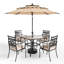 Ensemble de salle à manger carré pour 4 personnes 37 "avec coussins et parasol Anjanette-1168288808