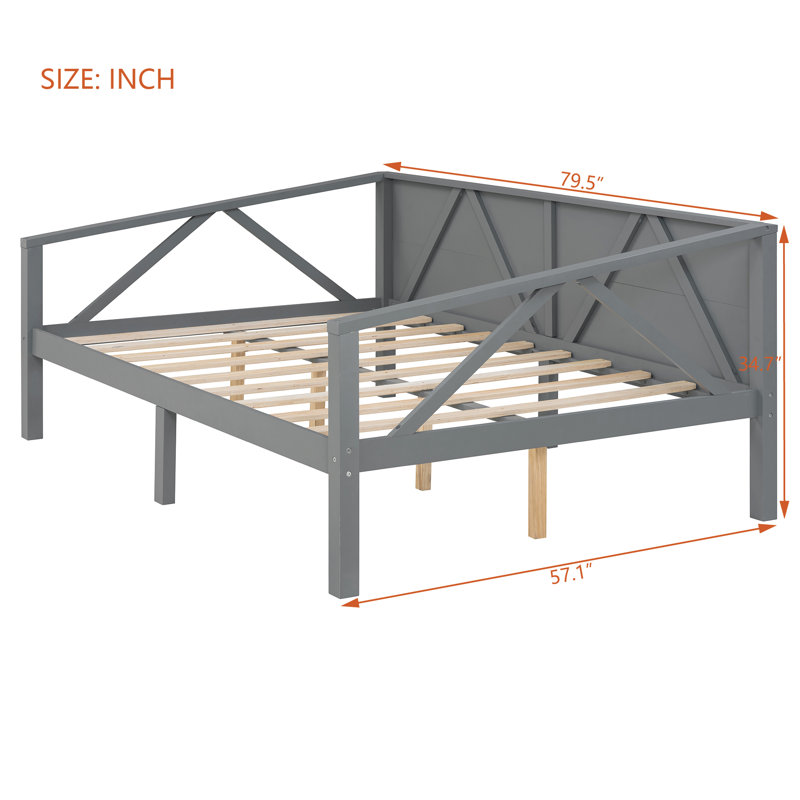 Daybed with Wood Frame, Modern Multi-Functional Sofa Bed for Bedroom & Living Room, Full/Double, Gray