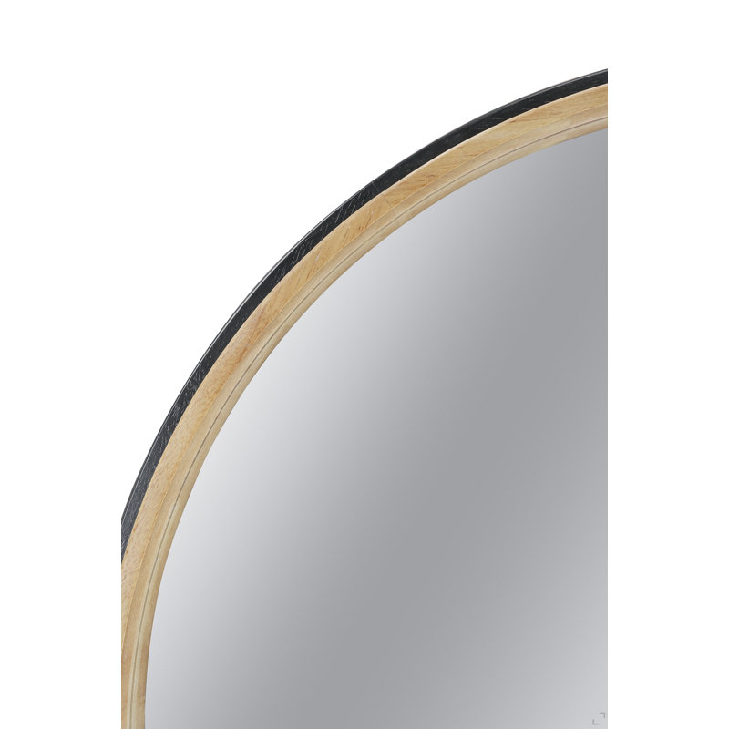 Miroir décoratif 31,3 "deux tons noir mat et bois naturel