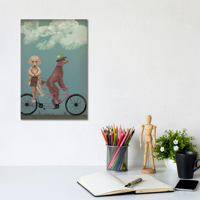 Poodle Tandem by Fab Funky - Wrapped Canvas Gallery-Wrapped Canvas Giclée, 20.32 cm H x 30.48 cm W