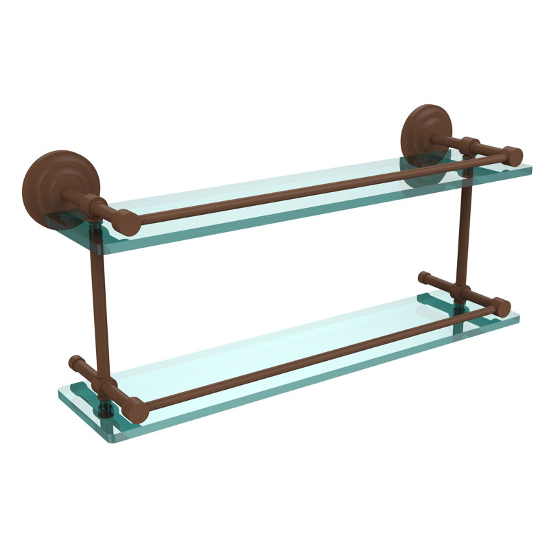 Leamore 2 Piece Tiered Shelf, Antique Bronze, 8" H x 22" W x 5" D