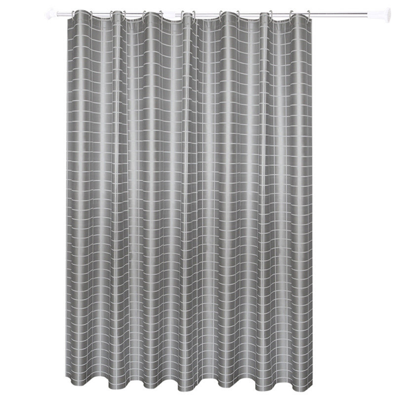 Rideau de douche à carreaux imperméable en tissu kbndieu gris, S
