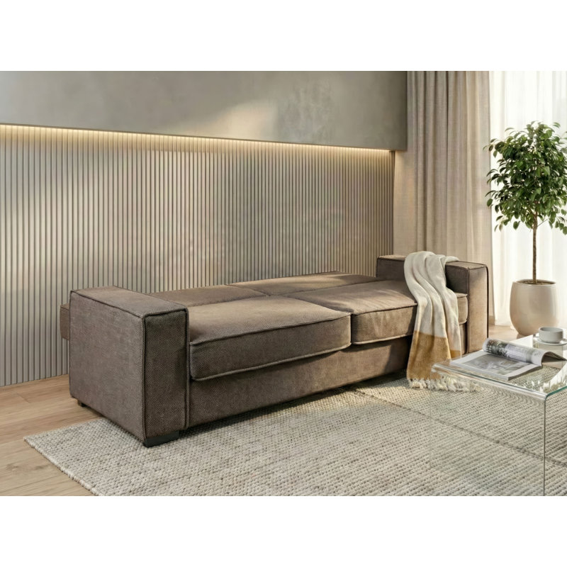 3 Seater Fabric Sofa Bed, Brown, Fabric