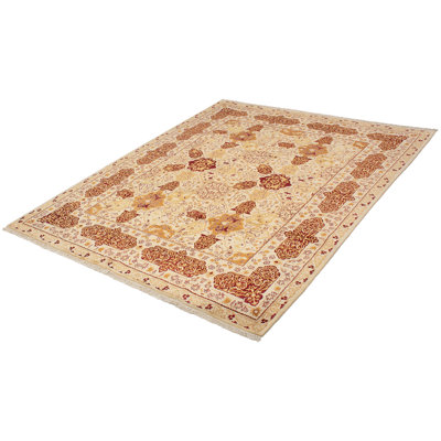 Tapis en laine rouge/beige 8 pi x 10 pi à la main one-of-kind-noué la 2010 isfahan Penobscot
