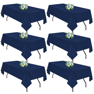 6 Pack Black Table Cloth Rectangle Tablecloths 60X102 Inch,Polyester Table Cloth For 6 Foot Rectangle Tables,Wrinkle Resistant Washable Fabric Table Covers For Party,Wedding Banquet