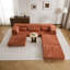 Canapé à compression Mahjong, canapé-lit convertible au sol, canapé modulaire modulaire désossé DIY, aucun assemblage requis, tissu polaire circulaire, surdimensionné à 3 places avec 3 coussins, orange-1394532275-1394532279