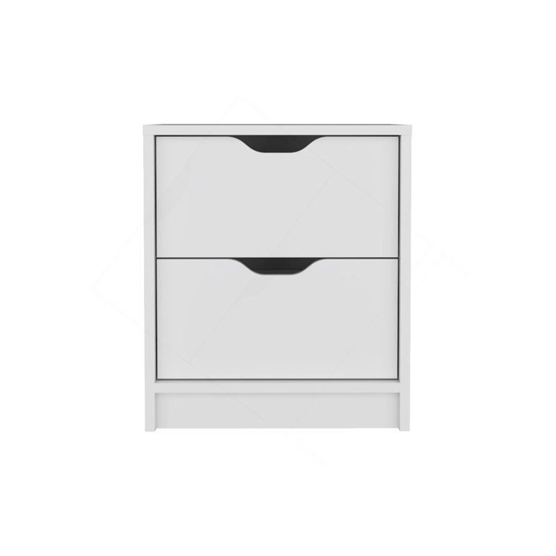 Basilea 2 Drawers Nightstand , End Table, Side Table Pull Out System -White, White