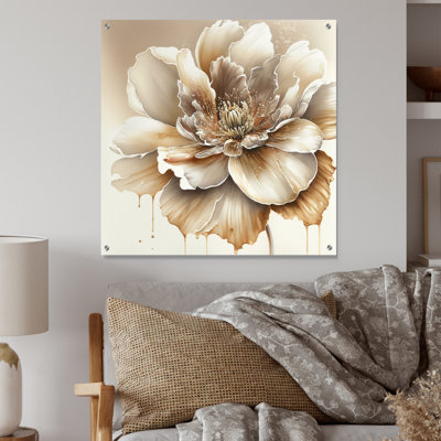 Blooming Beige Floral Design II - Art mural acrylique floral