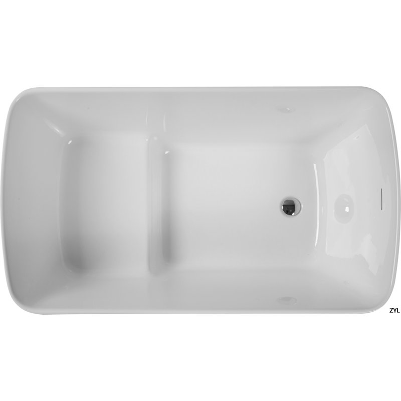 Baignoire de trempage autoportante en acrylique de 49 po, baignoire de trempage japonaise, conception à asseoir avec trop-plein et drain chromés