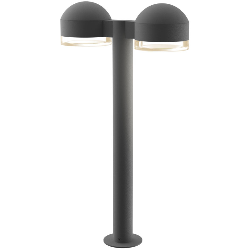 Reals Integrated LED Metal Bollard Light, 23.75" H x 5" W x 13.5" D, Textured Gray, Clear White