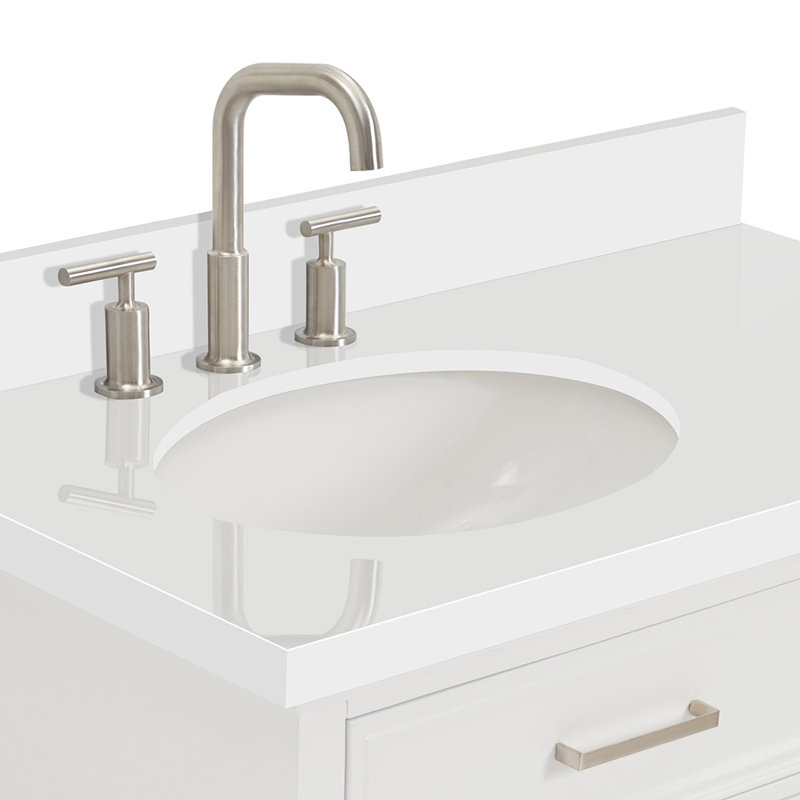 Kensington 37'' W Single Vanity, White, Oval