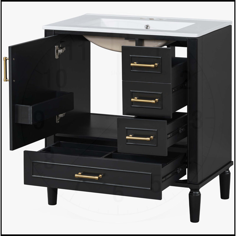 Modern Bathroom Vanity with Ample Storage and Soft-Close Functionality, Black