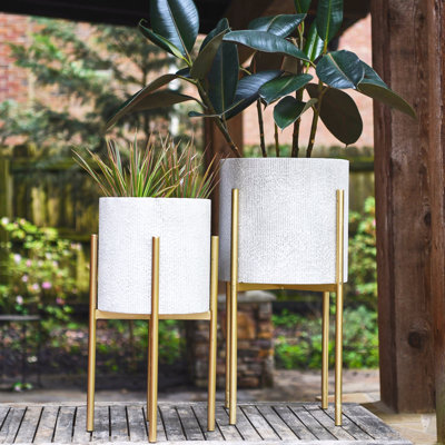 Jardinières modernes en métal embossé Boho