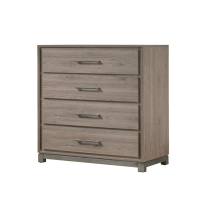 1pc Contemporary 4-Drawer Storage Chest Metal Handle