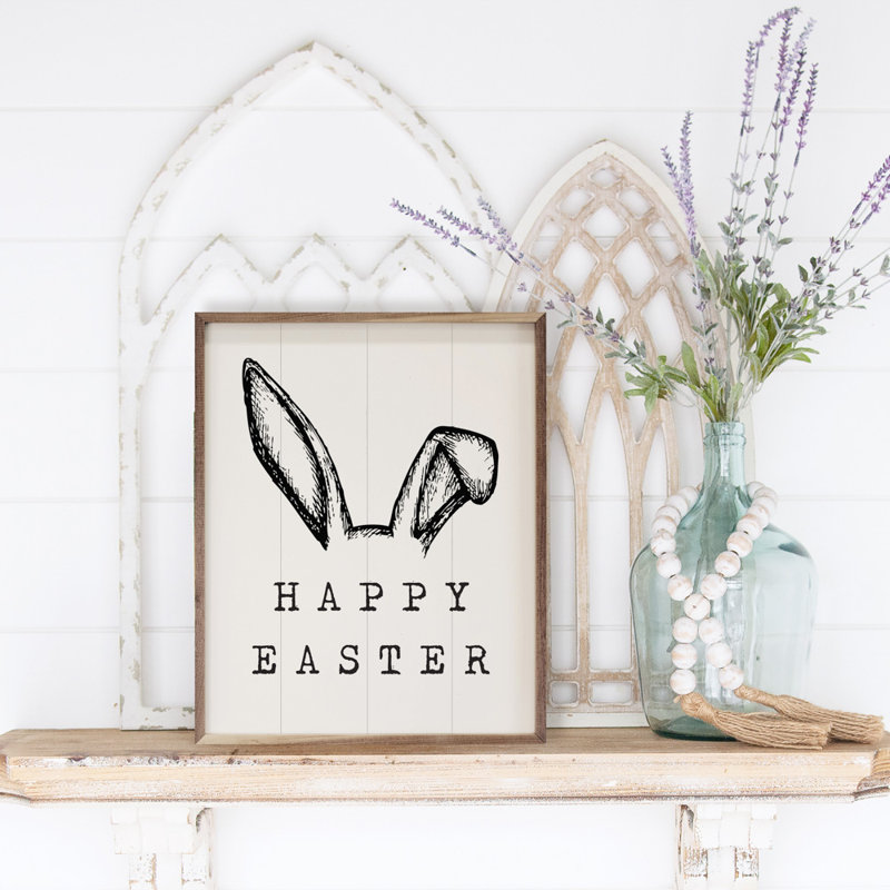 Happy Easter Ears White, 40" H x 32" W x 1" D
