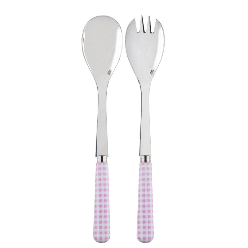 Sabre Paris - Salad Cutlery Set Gingham, Pink