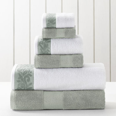 Ensemble de serviettes 6 fils 600 fils avec bordure jacquard Filgree Modern