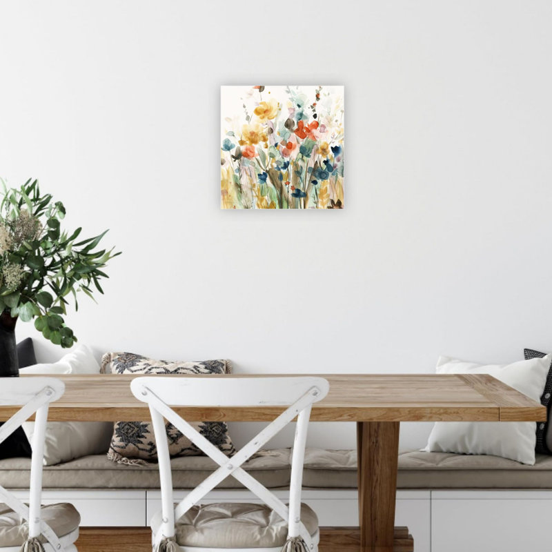 Beige en pleine floraison, art mural 24 x 24 po