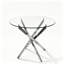 Table d'appoint ronde en verre, table de bout moderne avec plateau en verre trempé et structure en croix en métal poli en forme de X, petite table basse d'appoint pour le salon, la terrasse et le balcon, or / argent chromé en option
