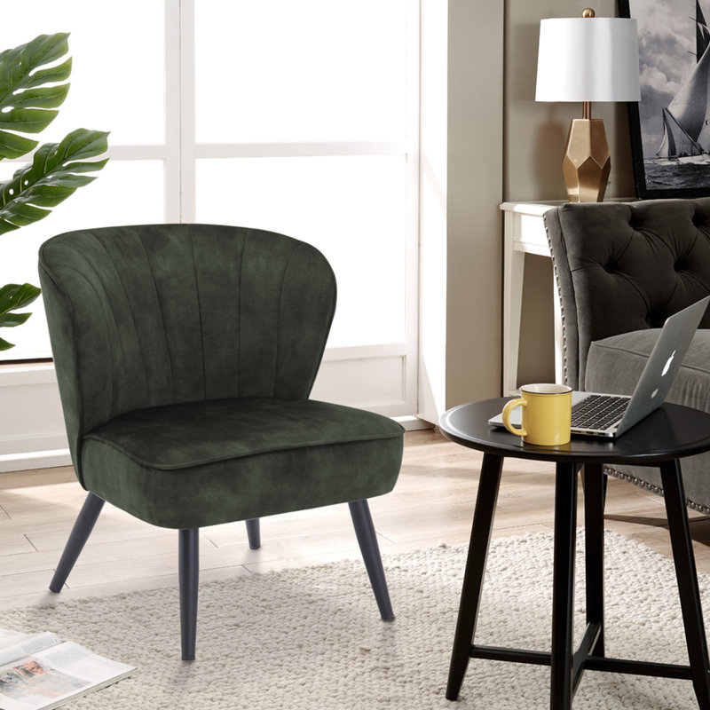 Velvet Slipper Chair, Green Velvet