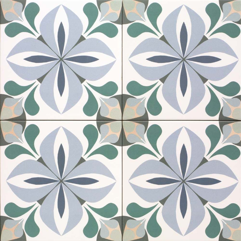 Summertime 8" x 8" Patterned Matte Porcelain Tile, Ruan